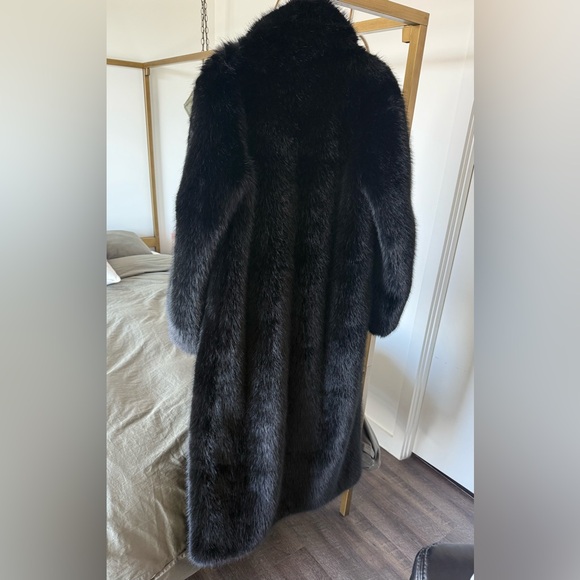 Black Faux Fur Coat Full Length Mob Wife Teddy Jacket Baddie Old Money Luxury - Picture 4 of 5